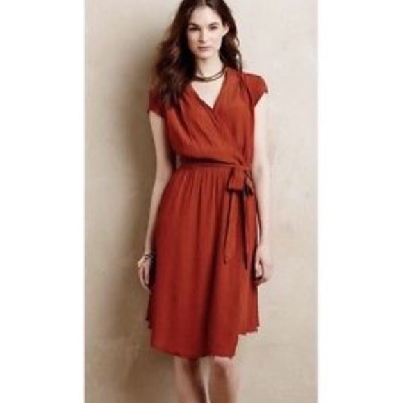 Anthropologie Dresses & Skirts - Anthropology Maeve orange rust wrap dress
